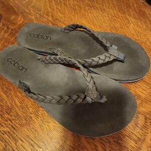 Cobain Womens Bethany Braided Flip Flops Black/dk Gray Size 10 EUC Beach Summer